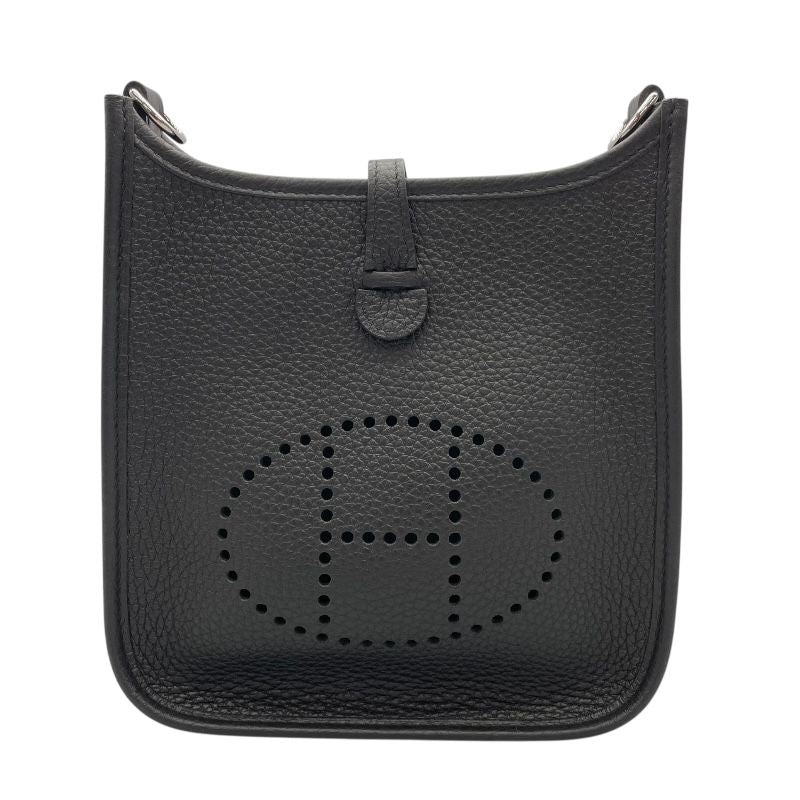 HERMES Evelyne TPM Black Togo Leather Shoulder Bag with Silver Hardware