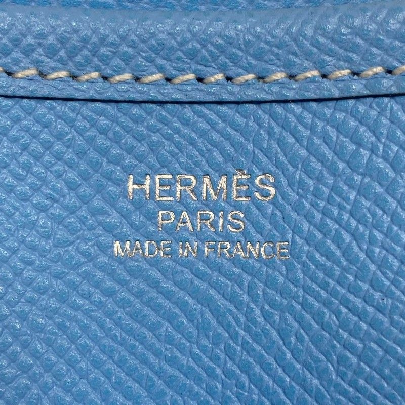 HERMES Evelyne III GM Celeste Shoulder Bag with Silver Hardware