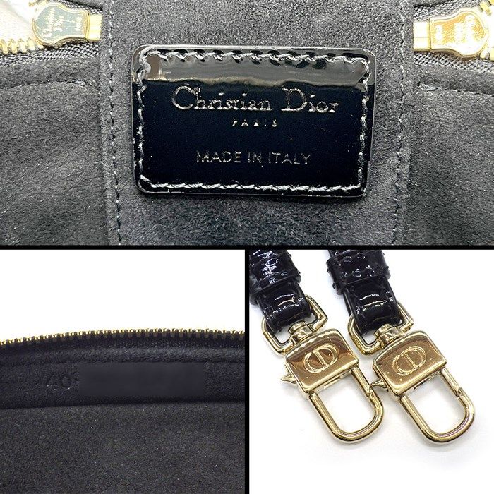 Dior Cannage Micro Vanity Shoulder Bag in Black Patent Leather