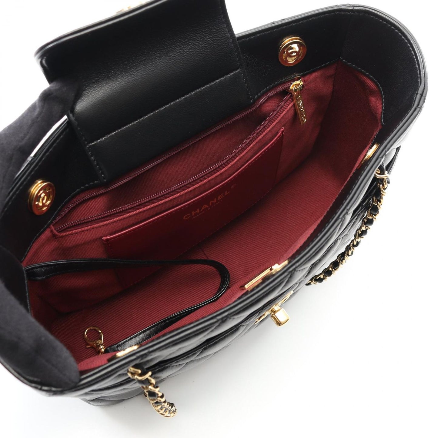 CHANEL Matelassé Small Shopping Tote Bag in Black Lambskin