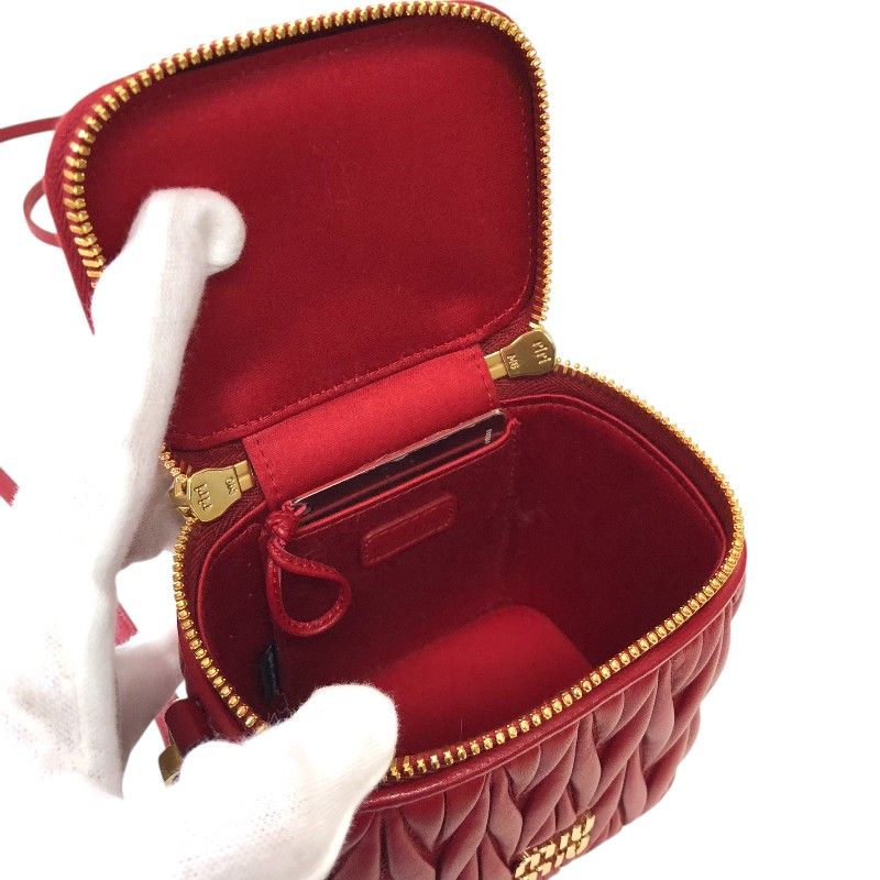 Miu Miu Matelassé Leather Micro Bag - Red with Gold Hardware