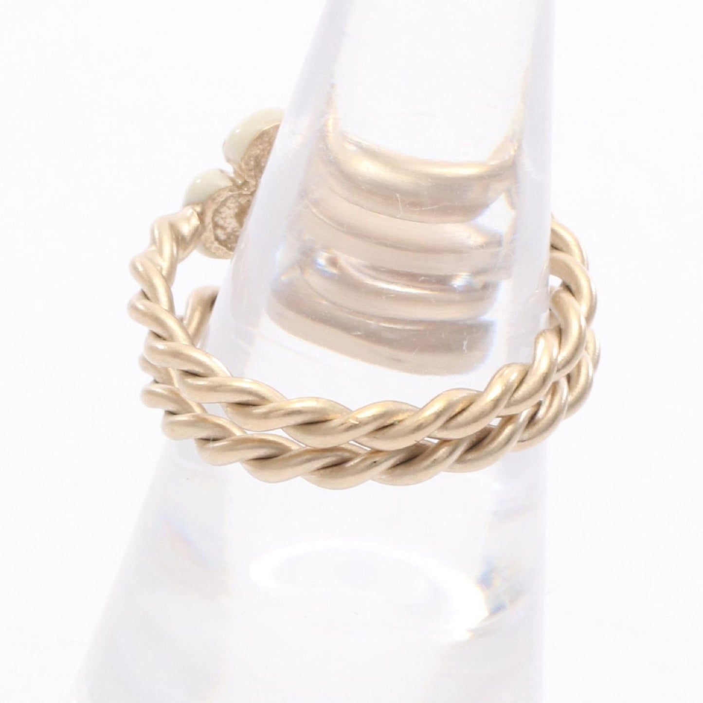 CHANEL Camellia Double Ring - Exquisite Gold-Plated Elegance