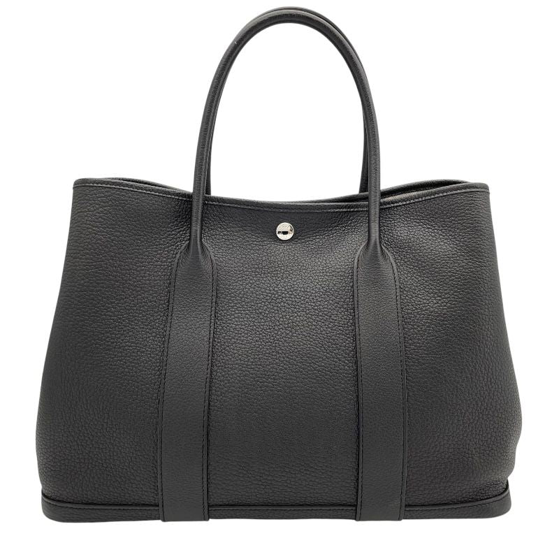 HERMES Garden Party PM Y刻 Black Negonda Handbag with Silver Hardware