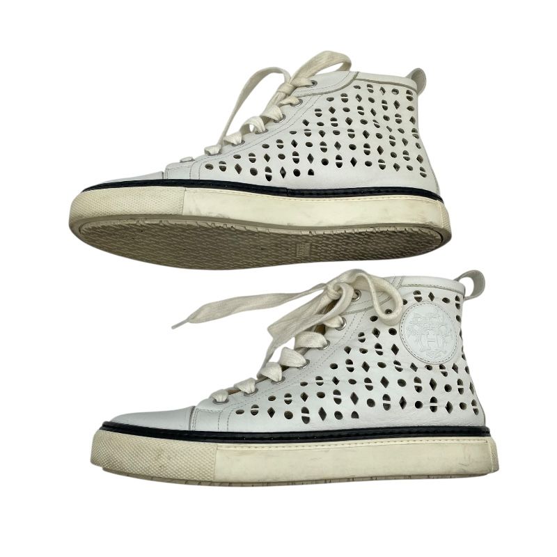 HERMES White Leather High-Top Sneakers for Women - Size 36