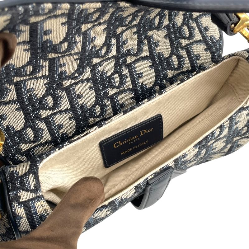 Christian Dior Vintage Mini Saddle Bag in Navy Oblique Canvas