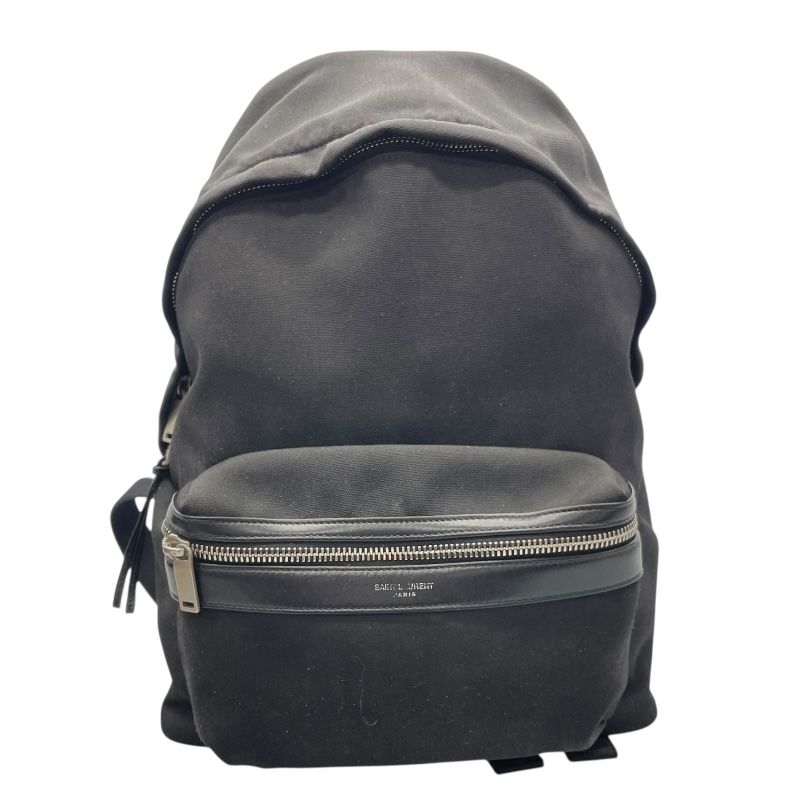 SAINT LAURENT Black Canvas & Leather Backpack - Timeless Elegance
