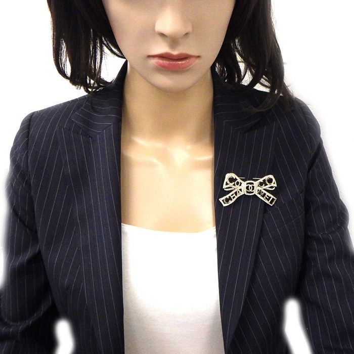 CHANEL Coco Mark Bow Brooch with Rhinestones - Exquisite Craftsmanship