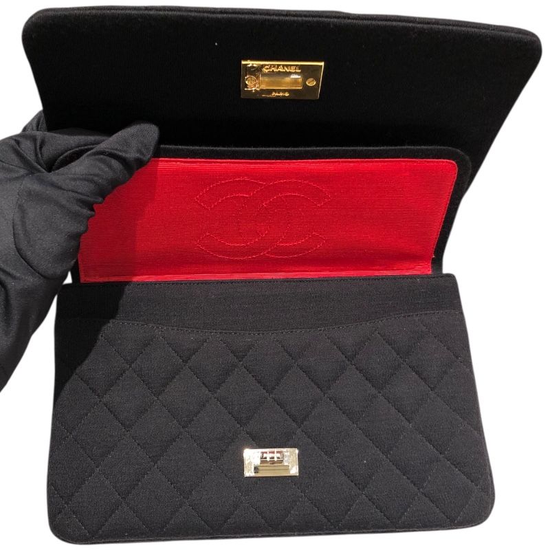 CHANEL 2.55 Matelassé Chain Shoulder Bag - Black with Gold Hardware