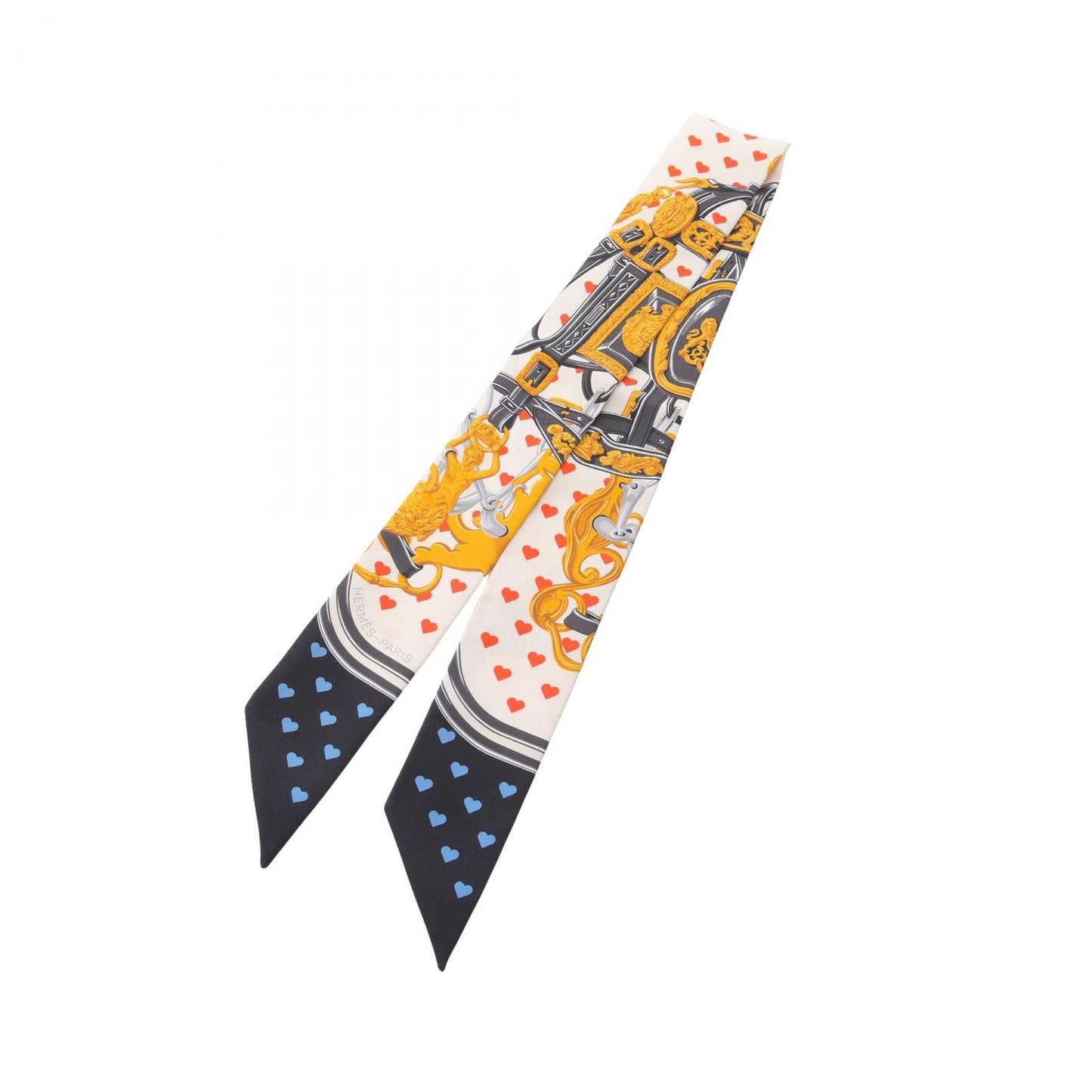 HERMES Brides de Gala Love Twilly Scarf - Ivory & Black Silk