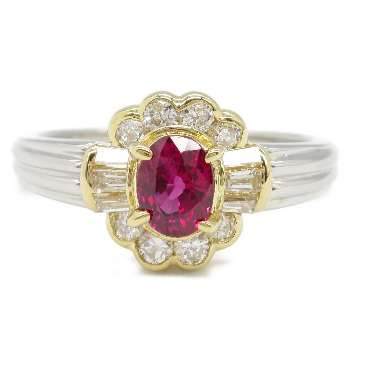 Exquisite Ruby and Diamond Ring in Platinum and Yellow Gold
