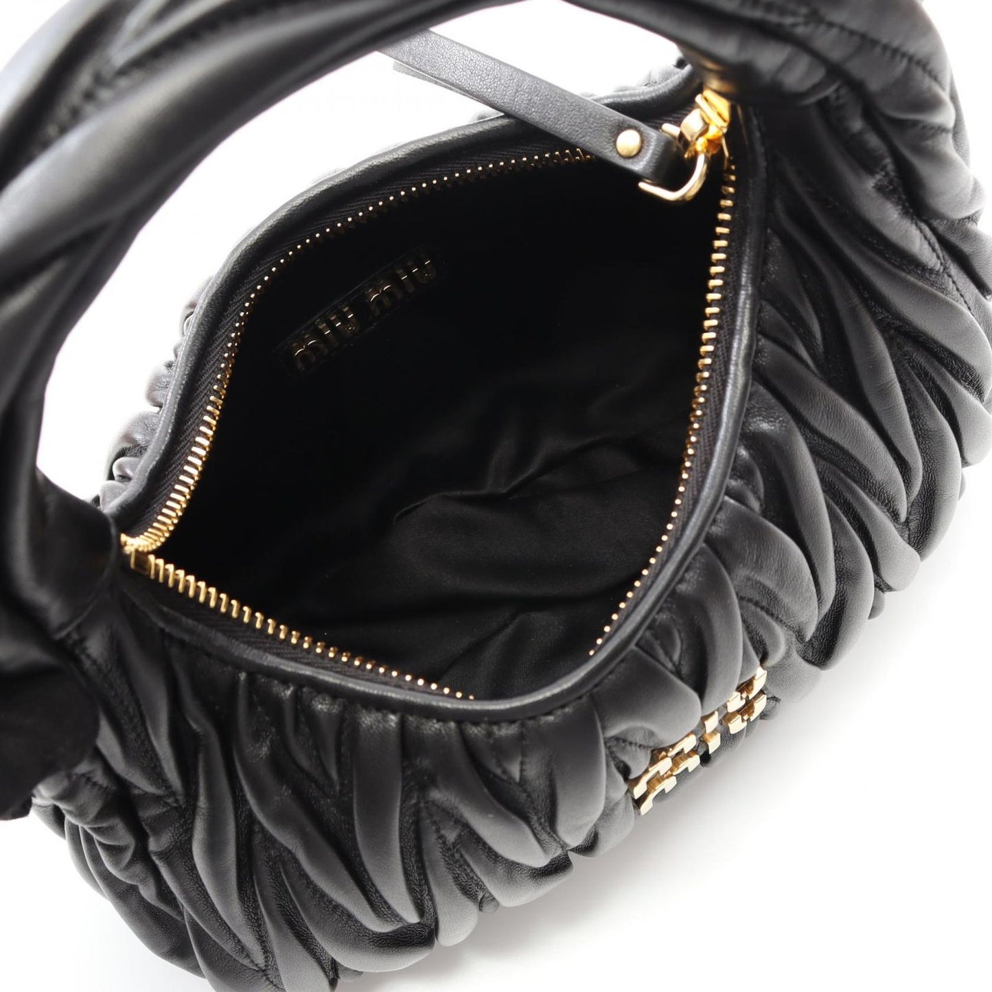 Miu Miu Wonder Matelassé Hobo Bag - Black Leather 2-Way Shoulder