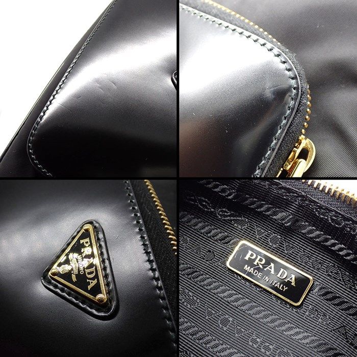 PRADA Re-Nylon Mini Shoulder Bag - Black Brushed Leather