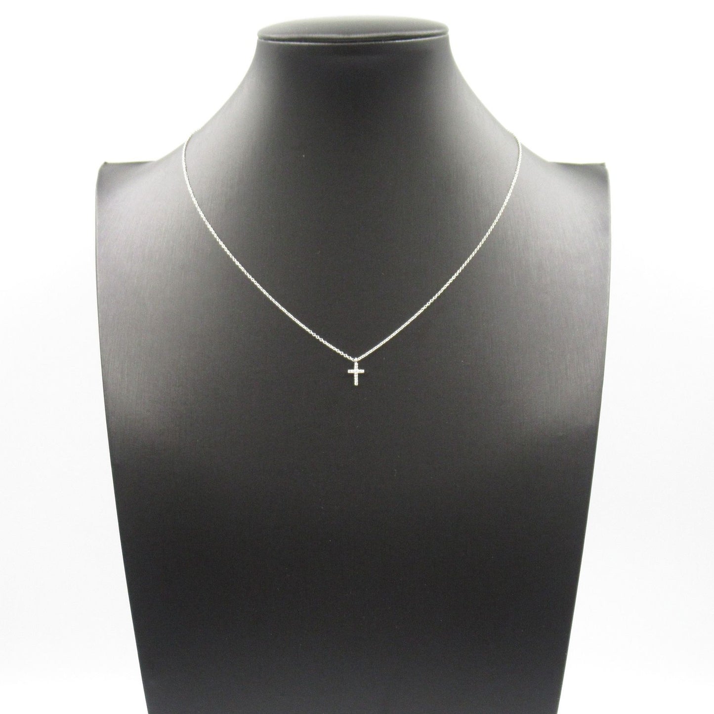 TIFFANY & CO Small Cross Diamond Necklace in 18K White Gold