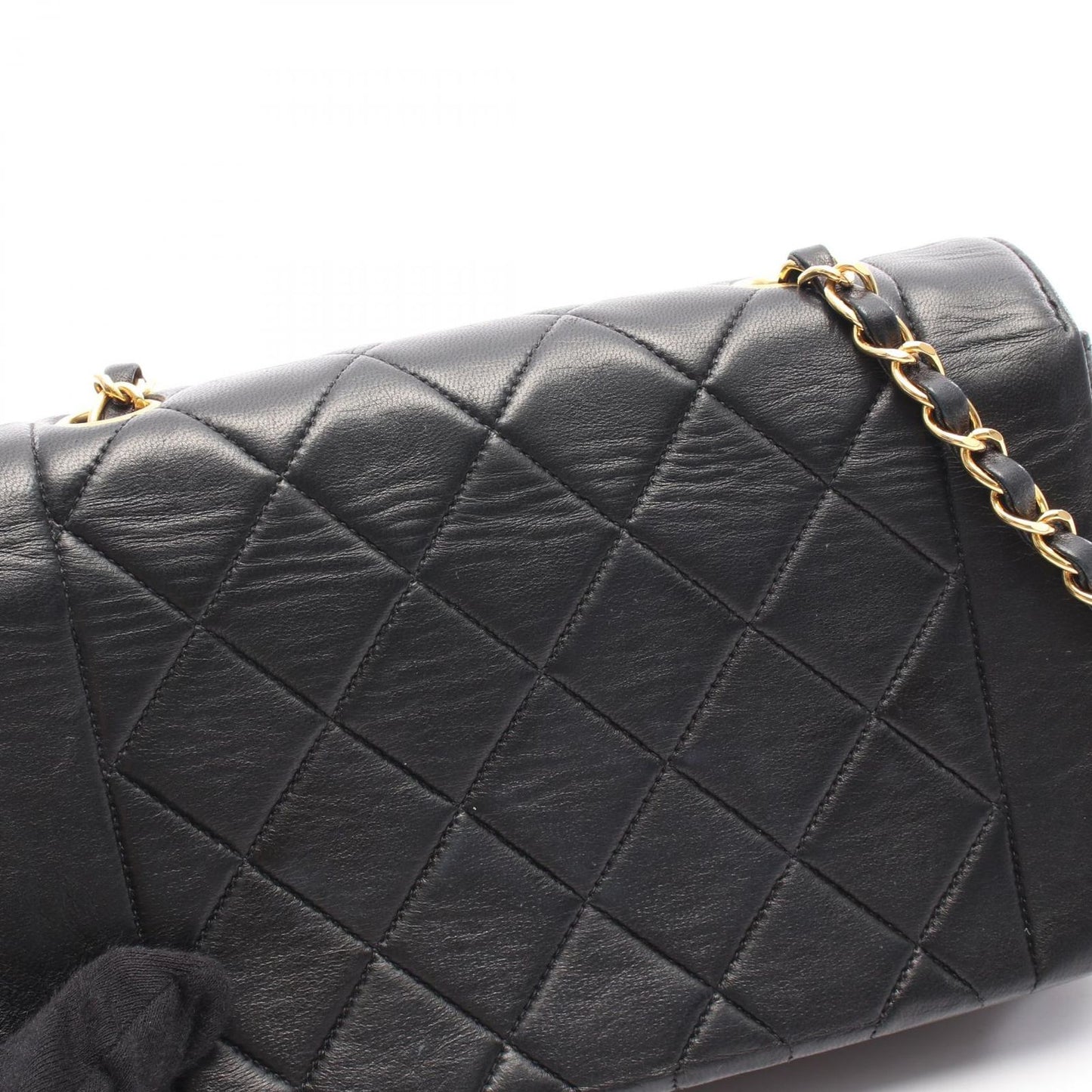 CHANEL Matelassé Diana Flap Shoulder Bag in Black Lambskin