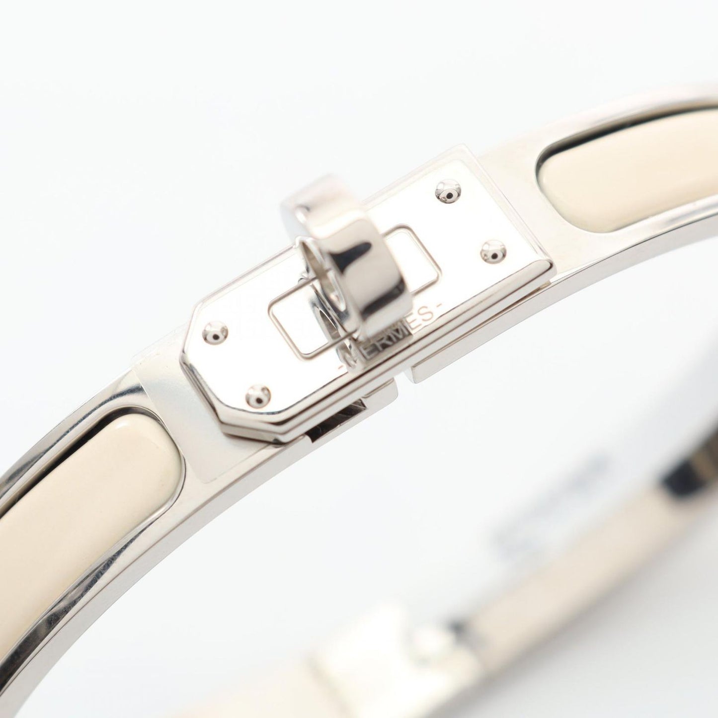 HERMES Mini Click Kelly Bangle - Pristine Stainless Steel Elegance