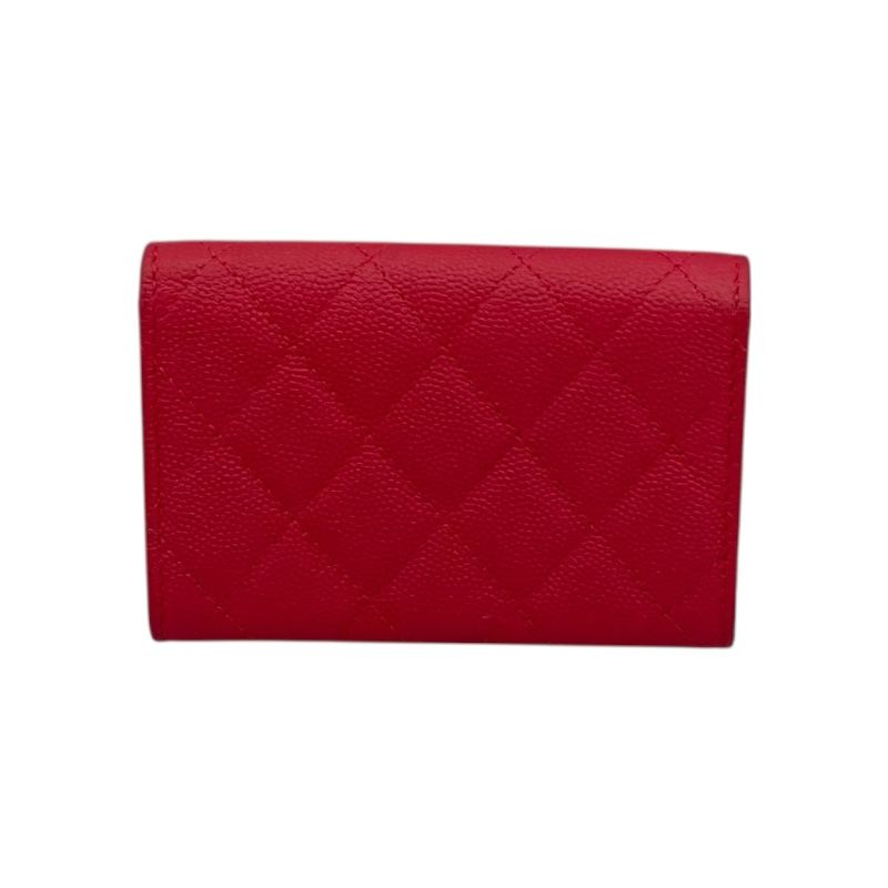 CHANEL Classic Flap Card Case in Red Caviar Leather - AP0214