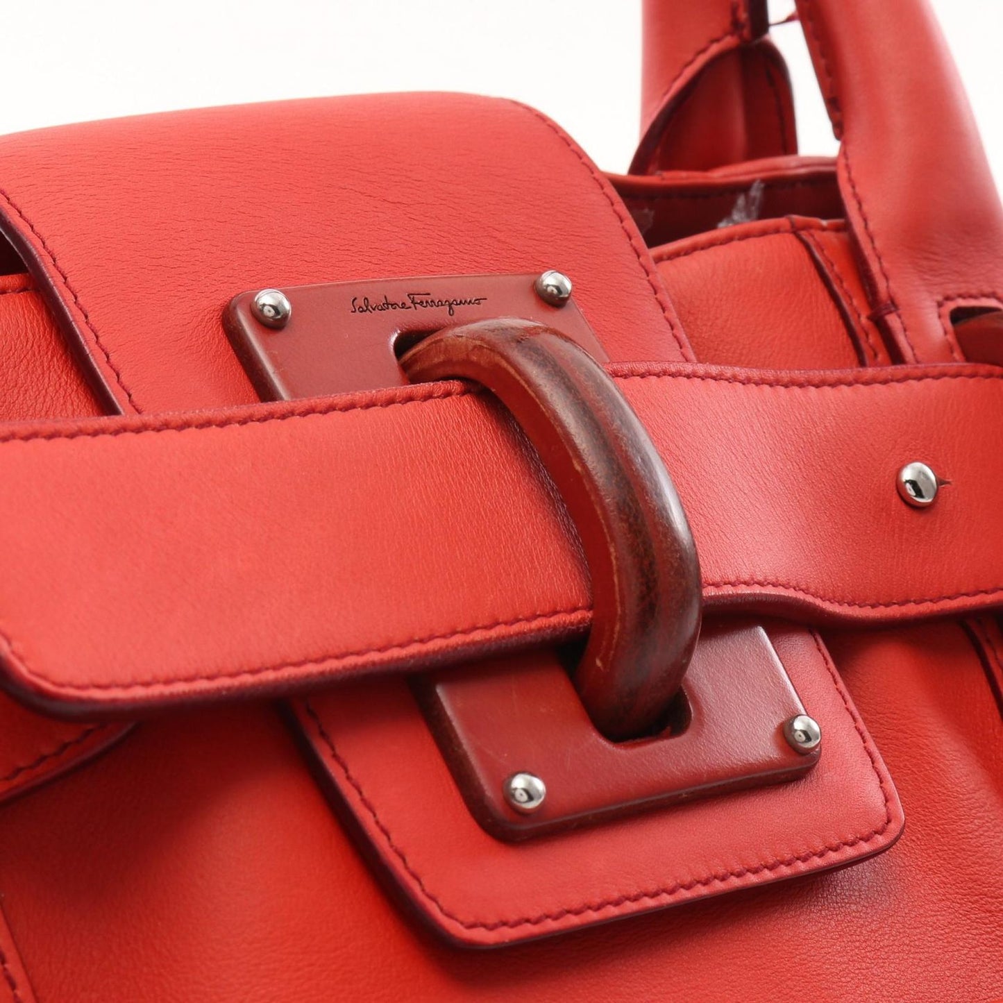 Salvatore Ferragamo Red Leather Tote Bag - Timeless Elegance