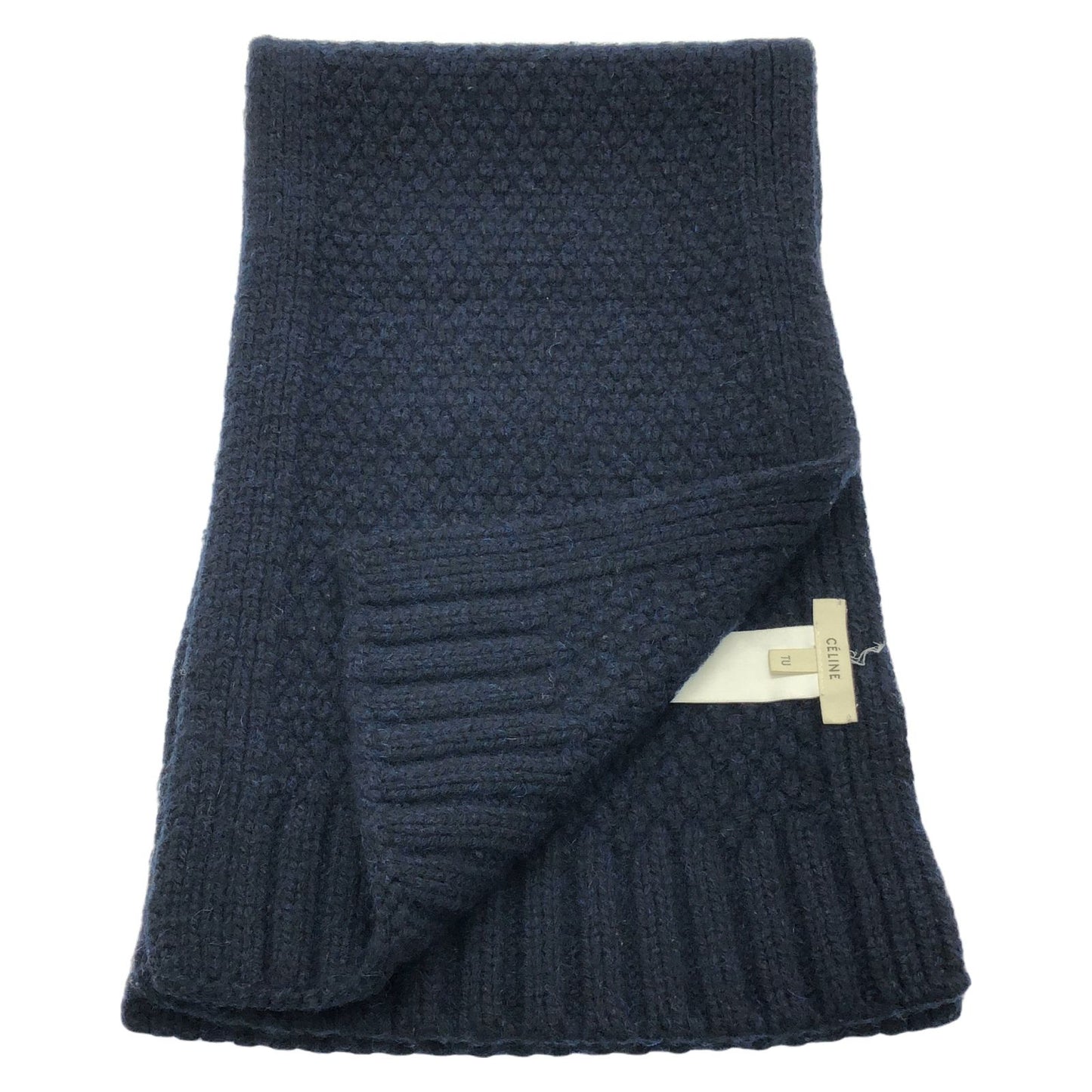 CELINE Navy Cashmere Scarf - Timeless Elegance