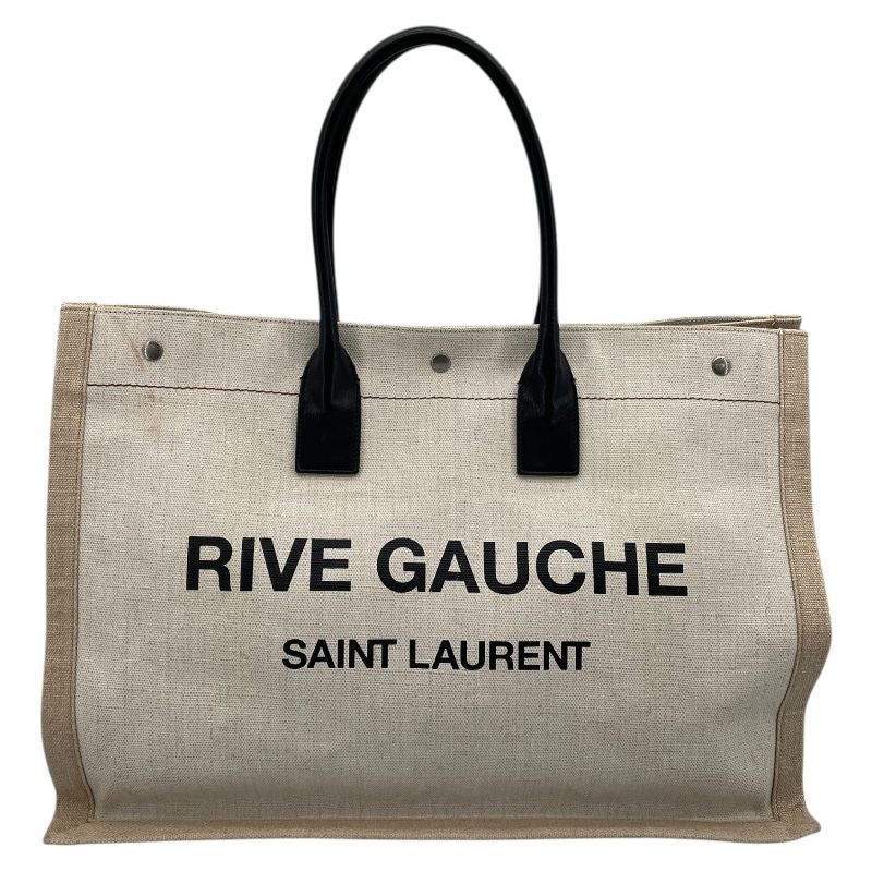 SAINT LAURENT Rive Gauche Tote in Beige Canvas & PVC - Unisex