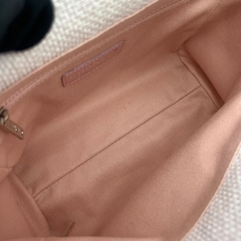 CHANEL Deauville Messenger Bag A93183 Pink & White with Silver Hardware