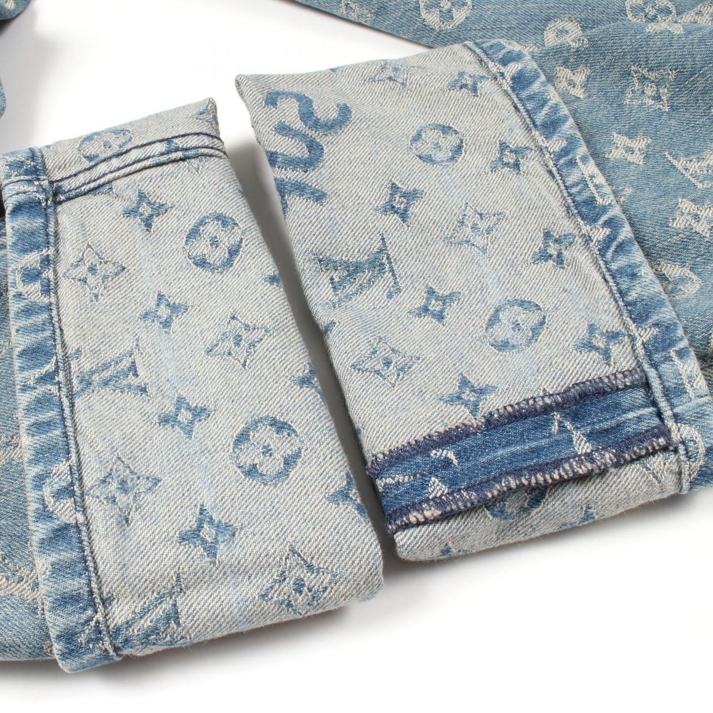 LOUIS VUITTON × Supreme Monogram Jacquard Denim Pants - Blue