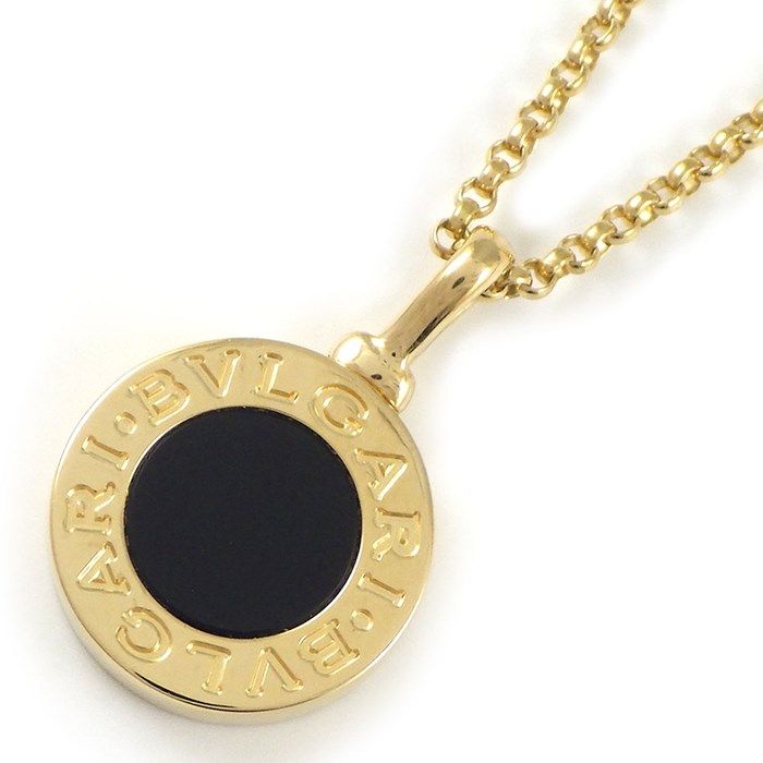 BVLGARI Onyx Circle Necklace in 18K Yellow Gold - Timeless Elegance