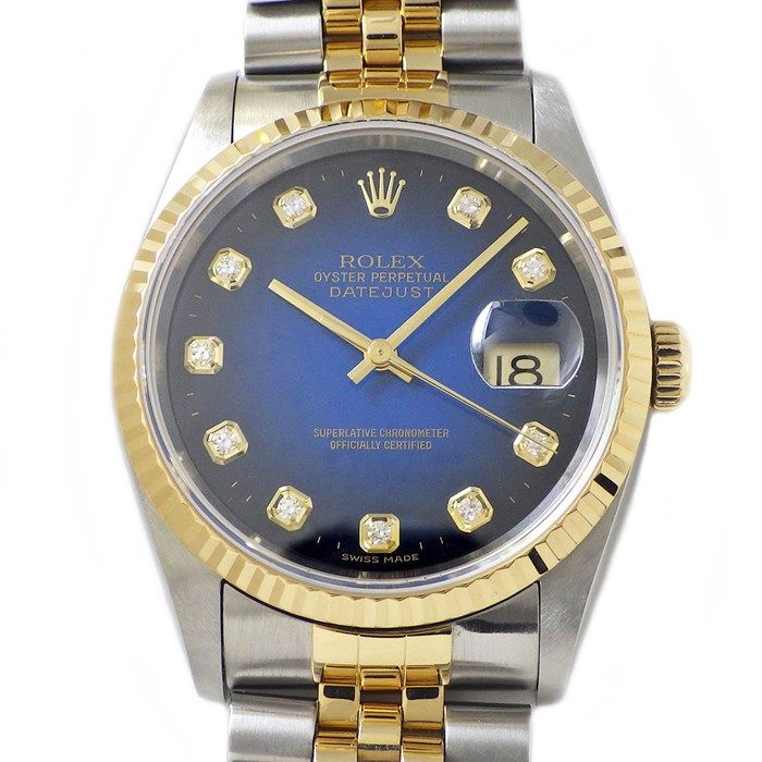 Rolex Datejust 16233G - 1997 Blue Gradient Dial with Diamond Indices