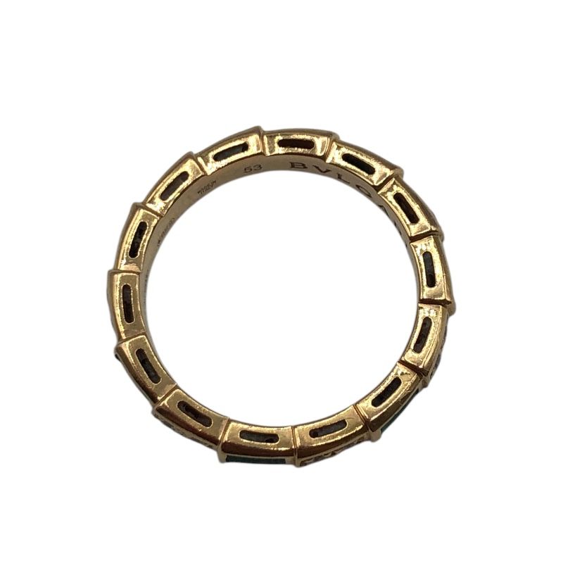 BVLGARI Serpenti Viper Ring K18PG with Diamonds & Malachite