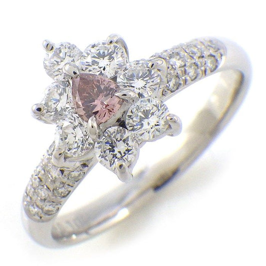 Exquisite Pear Shape Diamond Floral Motif Ring in Platinum