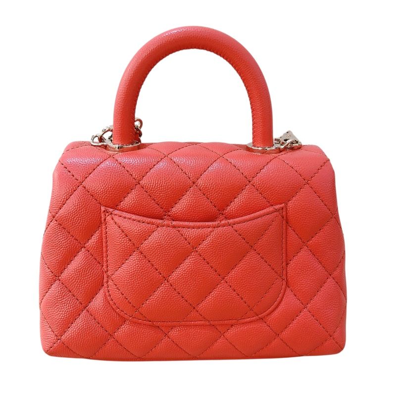 CHANEL Coco Handle XXS AS2215 Orange Caviar Leather Shoulder Bag