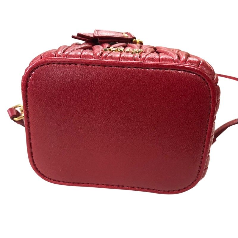 Miu Miu Matelassé Leather Micro Bag - Red with Gold Hardware