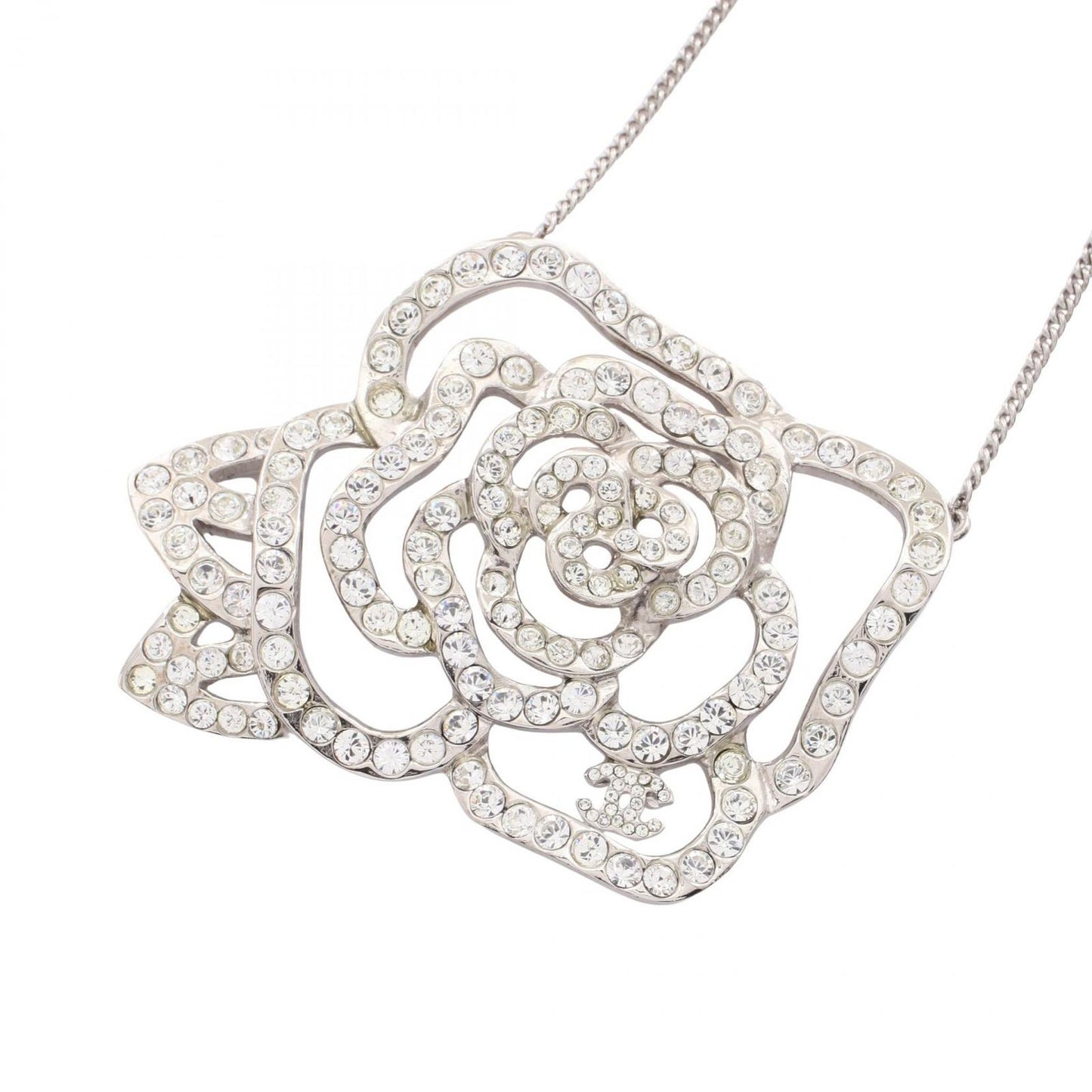 CHANEL Camellia Coco Mark Necklace in Stainless Steel