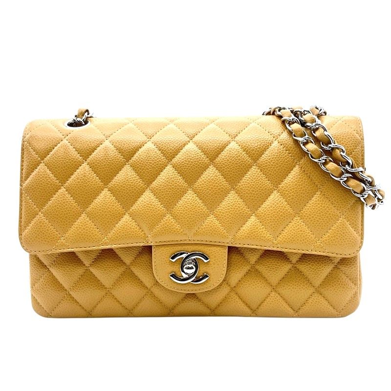CHANEL Matelassé 25 Beige Caviar Leather Shoulder Bag