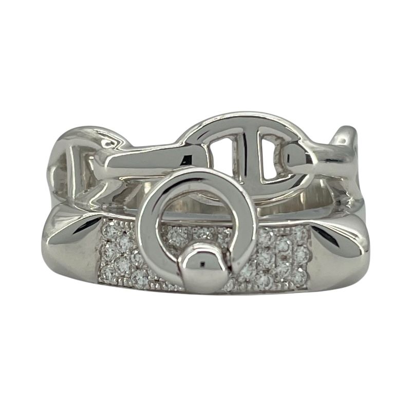 HERMES Collier de Chien Ring in K18 White Gold with Diamonds