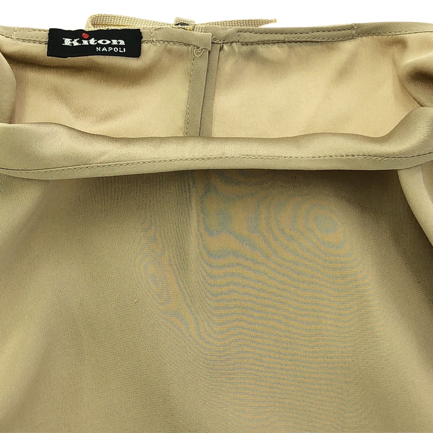 Kiton Silk Blouse with Ribbon Detail in Beige - Size 40