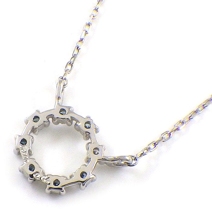 Exquisite Blue Diamond Circle Necklace in Platinum - 0.04ct