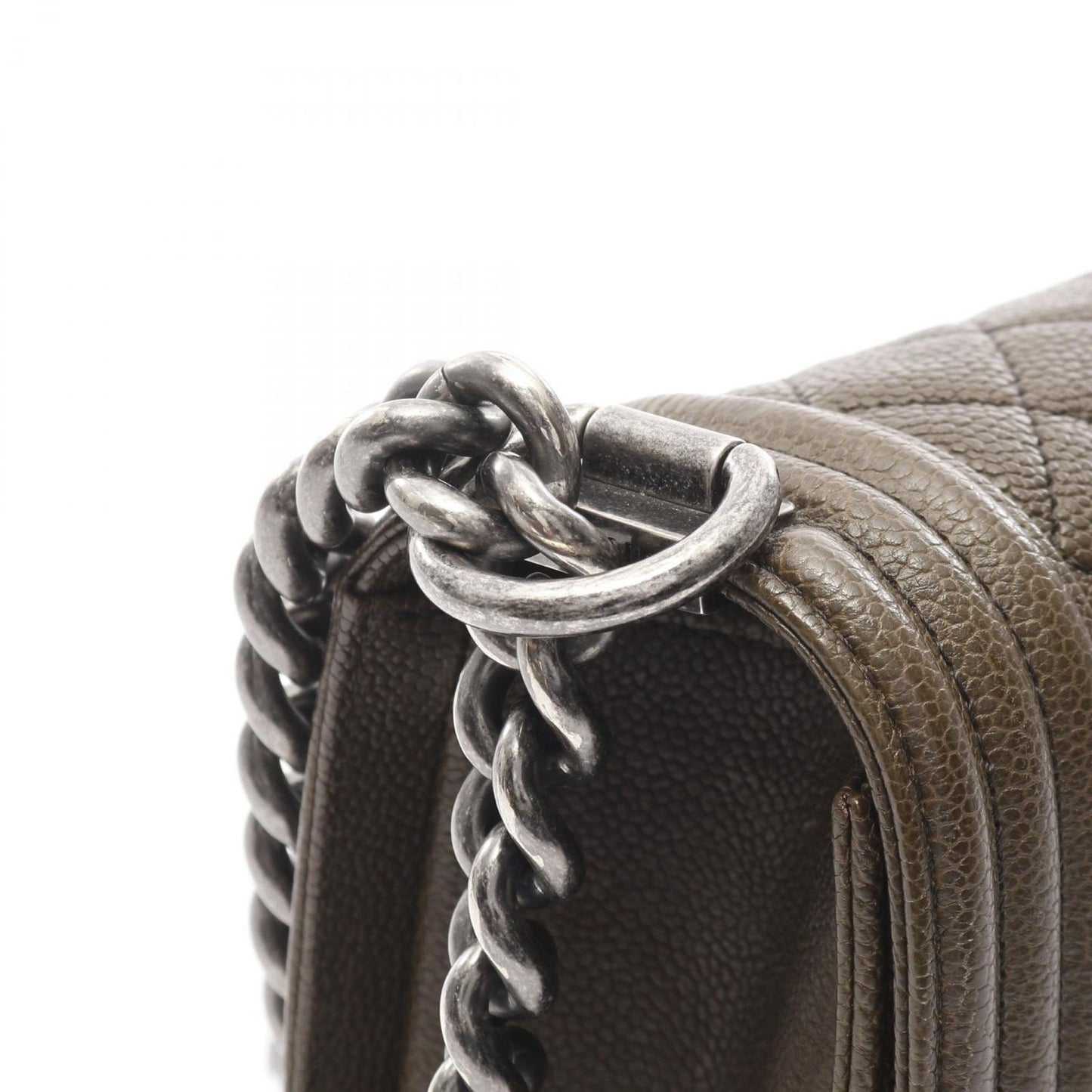 CHANEL Boy Bag A67086 in Khaki Brown Caviar Leather