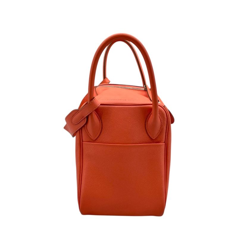 HERMES Lindy 30 Handbag in Flamingo with Silver Hardware