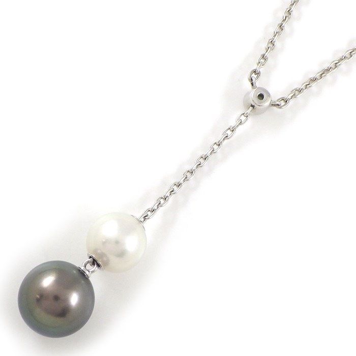 MIKIMOTO Y-Shape Pearl Necklace in K18 White Gold - Exquisite Craftsmanship
