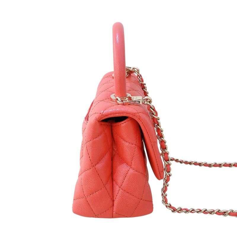 CHANEL Coco Handle XXS AS2215 Orange Caviar Leather Shoulder Bag