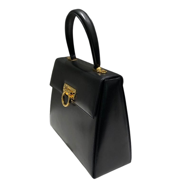 Salvatore Ferragamo Gancini 2-Way Handbag in Black Box Calf