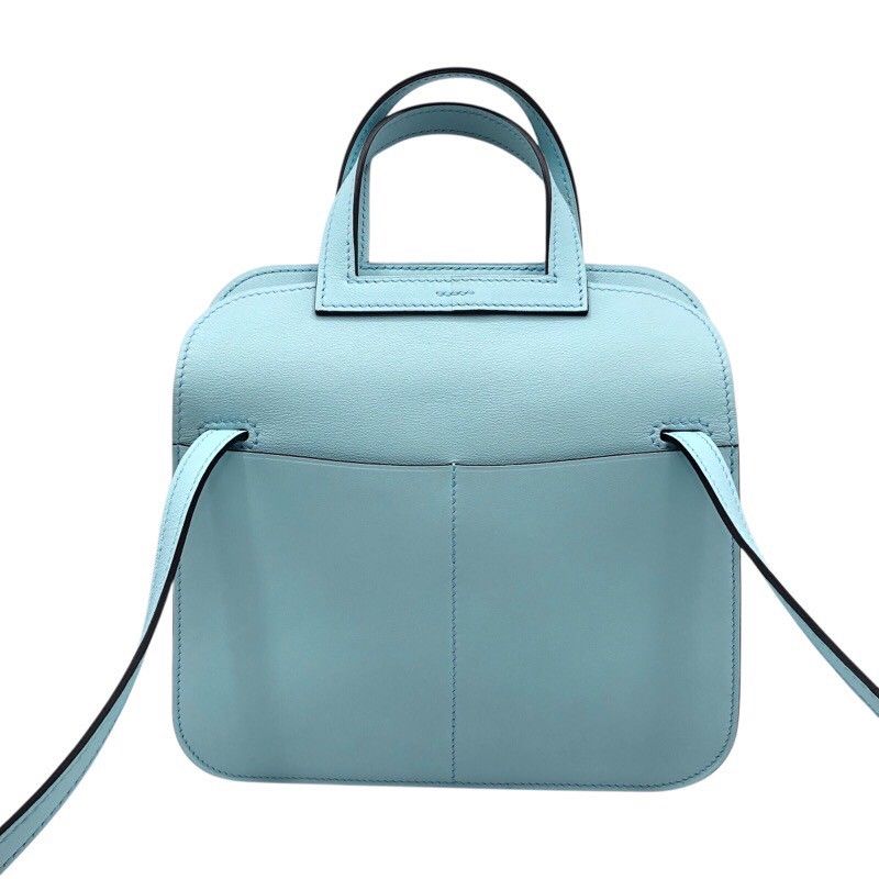 HERMES Arzan Mini Shoulder Bag in Blue Zephyr with Silver Hardware