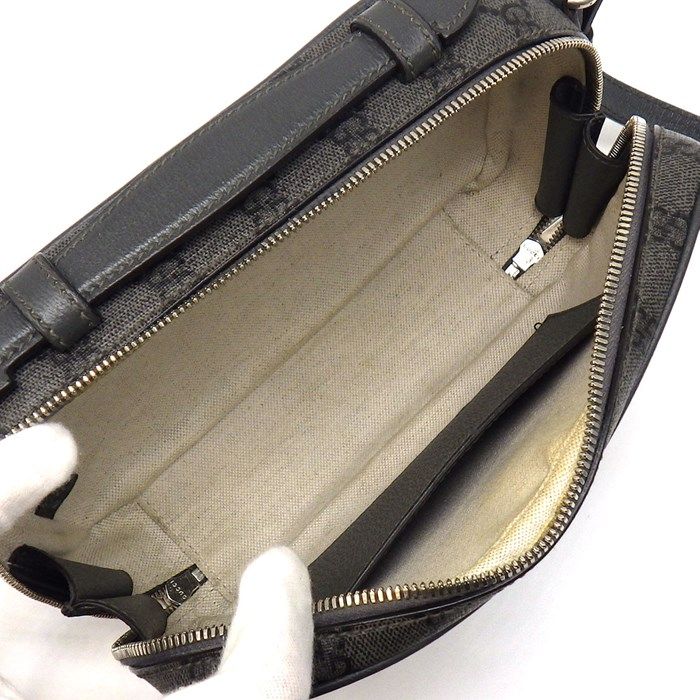 GUCCI Ophidia Small Crossbody Bag in Grey & Black GG Supreme Canvas