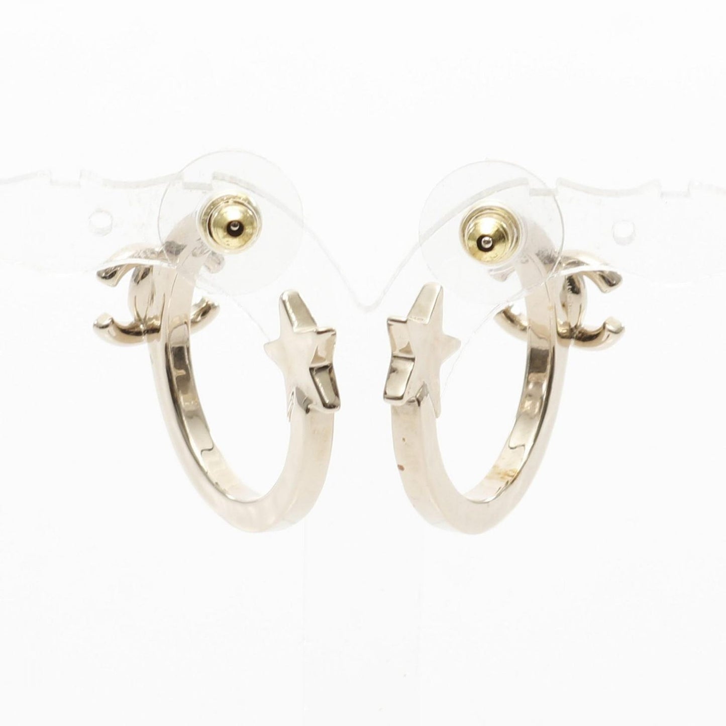 CHANEL Coco Mark Star Hoop Earrings in Gold Plated Luxury