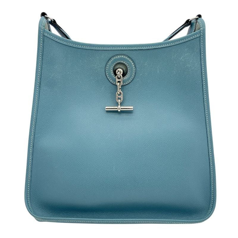 HERMES Vespa PM Blue Jean Cushbel Leather Shoulder Bag