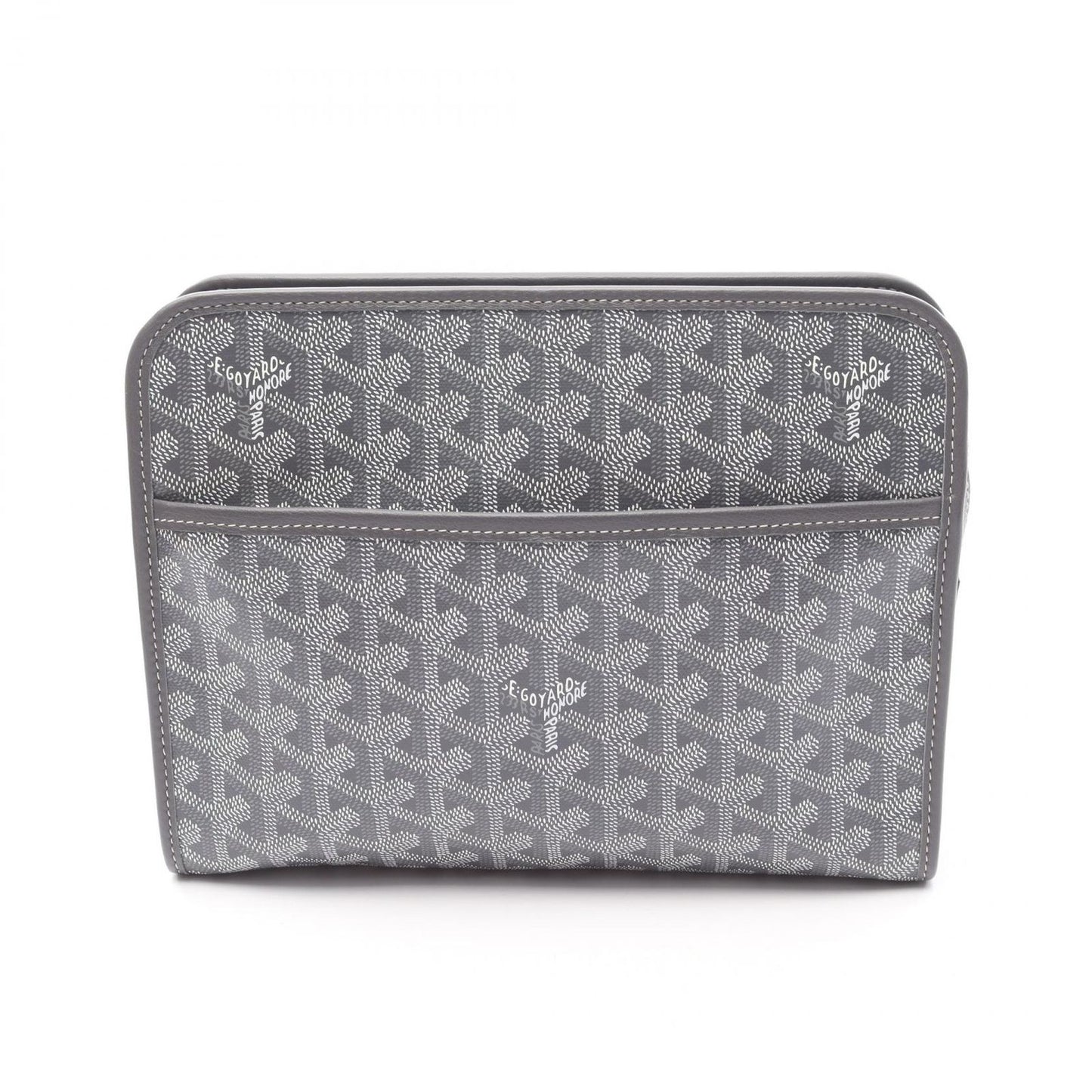 GOYARD Jubans MM Clutch Bag in Grey PVC Coated Canvas