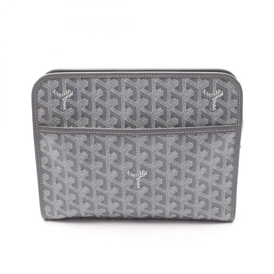 GOYARD Jubans MM Clutch Bag in Grey PVC Coated Canvas