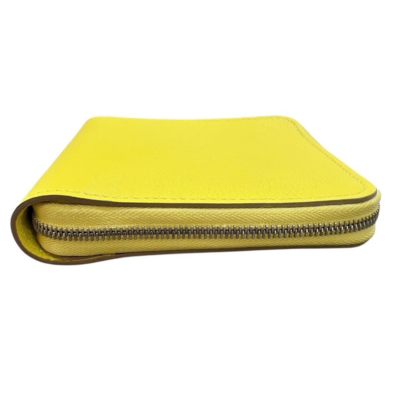 HERMES Zipango Card Case in Lime with Silver Hardware - Unisex