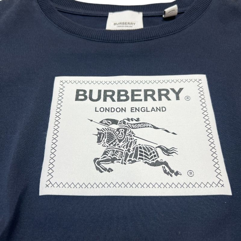Burberry Prosum Logo Print T-Shirt in Navy Cotton - Size S