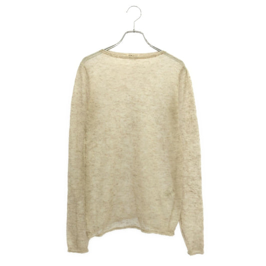 AURALEE Kid Mohair Sheer Knit Boat Neck in Beige - Exquisite Craftsmanship